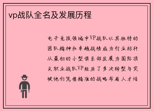 vp战队全名及发展历程
