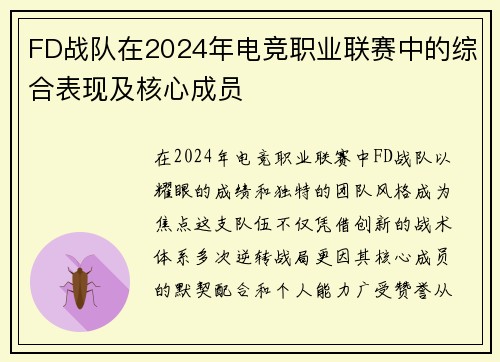 FD战队在2024年电竞职业联赛中的综合表现及核心成员